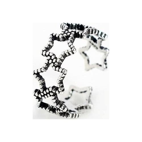 Vintage Silver Color Star Rings for Women Wedding Adjustable Antique Statement Rings Anillos