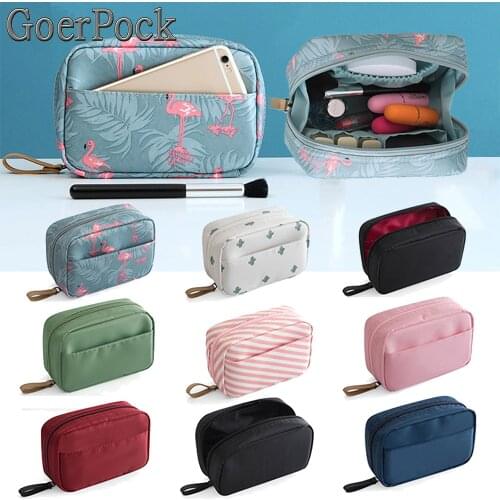 Waterproof Portable Makeup Bag Mini Solid Color Flamingo Travel Toiletry Storage Bag Beauty Wash Pouch Cosmetic Bag Organizer