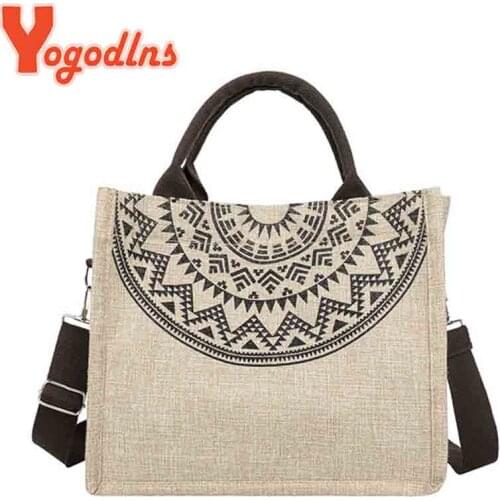 Yogodlns Casual Linen Handle Bags Female Large Large Capacity Shoulder Bags High Quality Handbag Totes Summer Beach Bags bolsas
