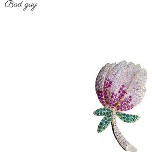 Luxury AAA Zicon Brooch Pin for Womens Rose Shape Pins Jewelrys Clothes Scarf Buckle Garment Accessories Fine Jewelry Gifts