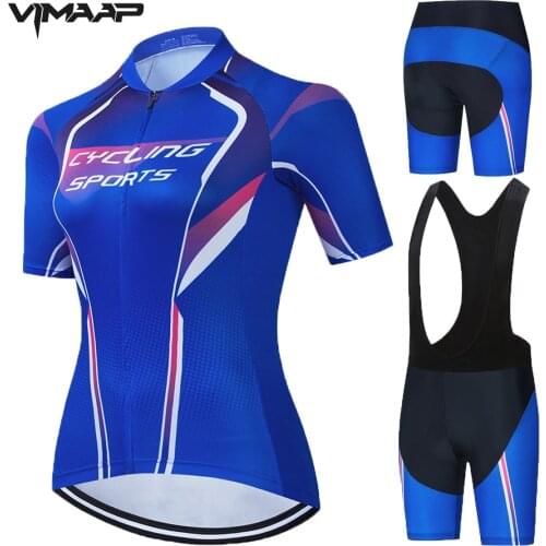 2021 Womens Cycling Clothing Pink Blue Cycling Jersey Set Road Bike Shirts Suit Race Bicycle Bib Shorts MTB Maillot Culotte