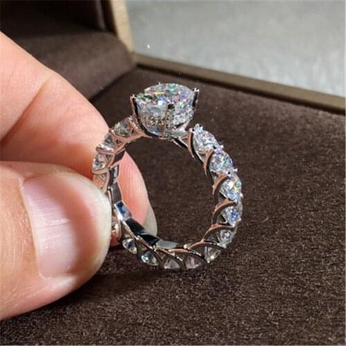 Top Quality Silver Plated Rings Female Jewelry Bright CZ Oval Stone Girl Finger Ring For Bride Wedding Accessories Lady Present