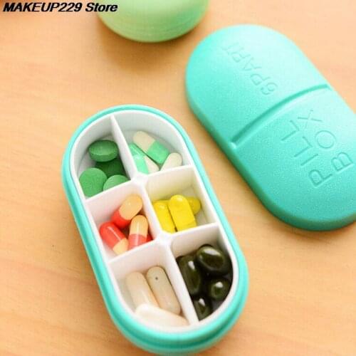 1pc Mini Pill Box Mini Cute Plastic Pill Box Medicine Case Foldable Container Drug Tablet Storage Travel Case Holder 9.6*5.2*4CM