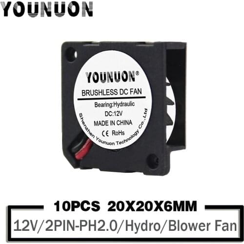 10 Pieces DC 12V 2006 20MM Fan 20*20*6MM Blower fan 12000RPM Ultrathin Fan Mini Laptop Fan 2PIN