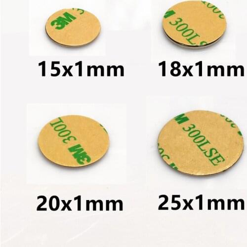 10PCS/LOT Neodymium magnet 15*1 18*1 20*1 25*1 Belt with 3M self - adhesive N35 NdFeB magnet Dia 15 18 20 25 thickness 1