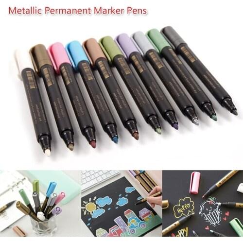 10 Colors Large Capacity Metallic Markers Pens Paint Permanent Marker Pen Card Paint Glass Plastic Wood Paper Drawing Supplies