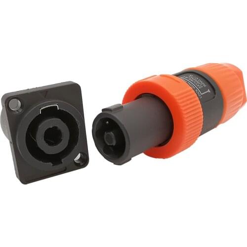 2Pcs 4 Poles Speakon Female Jack Socket Audio Adapter 4 Pin NL4FC Male Plug Twist Lock Speaker Audio Cable Connector