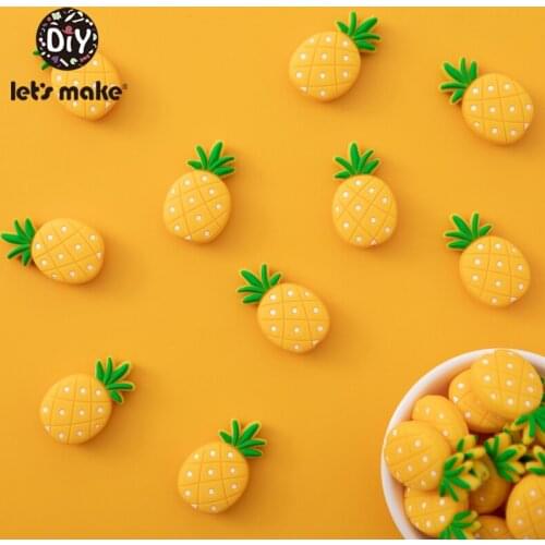 Lets Make 50PCS Baby Silicone Pineapple Neckace Beads Silicone Teether Baby Toys Baby Teether Food Grade Silicone Beads