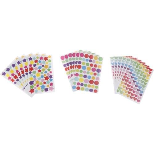 6 Sheets/pack Decorative Candy Colorful Heart Dots Star Seal Stickers Diary Phone Bottle Decor Stick Label Kids Stationery