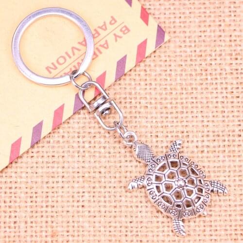 New Fashion Keychain 38*25 mm hollow tortoise turtle sea Pendants DIY Men Jewelry Car Key Chain Souvenir For Gift