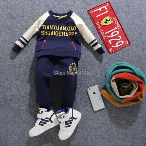 Free shipping Spring Autumn childrens clothing boys set , child twinset outerwear trousers set
