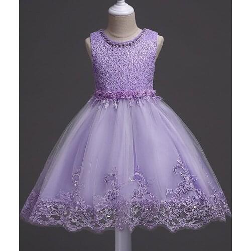 Childrens Dress Skirt, Beaded Princess Wedding Dress Pettiskirt, Summer Girls Vest Mesh Skirt Flower Girl Dress for Weddings