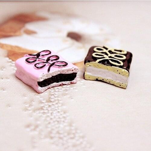 Food Cake Resin Cabochon Ornament Accessories Embellishments Scrapbooking Girls Bow Center Hair Clip Patch Button 10pcs 17*16mm