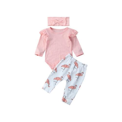 Emmababy Cute Newborn Baby Girl Kids Floral Printed Top Romper Long Pants Outfits Leggings Clothes Set
