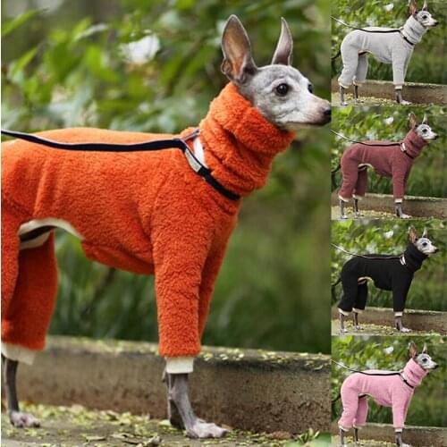4 Colors Fleece Dog Clothes Winter Long Neck Collar Dog Overalls Jacket For Large Dogs Alaskan Malamut Warm Coat Jumpsuit Romper
