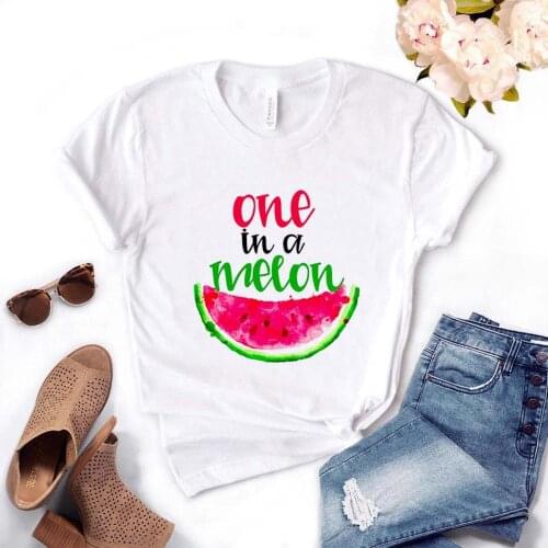 One in a melon Watermelon Print Women Tshirts Cotton Casual Funny t Shirt For Lady Top Tee Hipster Drop Ship NA-523
