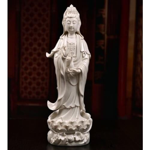 Guanyin Nanhai Bodhisattva Ceramics Guanyin Buddha statue Decoration white porcelain sculpture office decoration