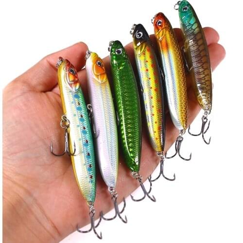 Hengjia 1pcs 9.5cm 18g Sinking Fishing Wobbler Pencil Lure Artificial Hard Bait, Shine Color, Rattle Ball inside, Sharp Hook