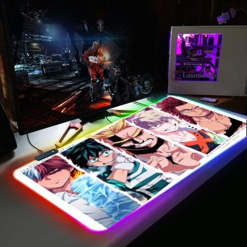 My Hero Academia Custom RGB Gaming Mouse Pad Large Colorful PC Computer Desktop 7 Colors LED Light Desk Mat Gaming Keyboard pad