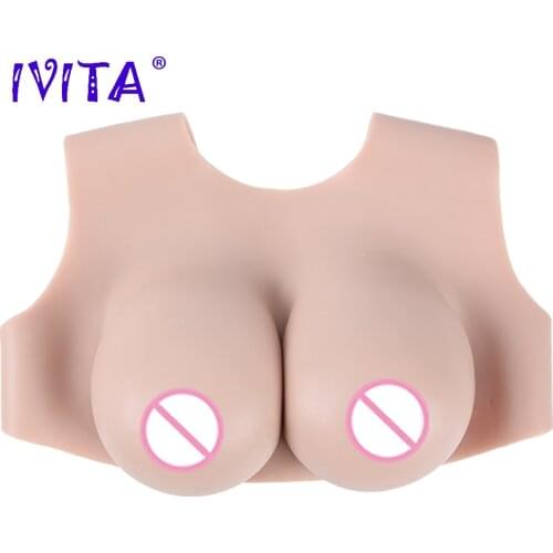 IVITA High Quality Silicone Breast Forms Liquid Silicone Fill Fake Boobs for Shemale Trandsgender Crossdresser Drag Queen D Cup