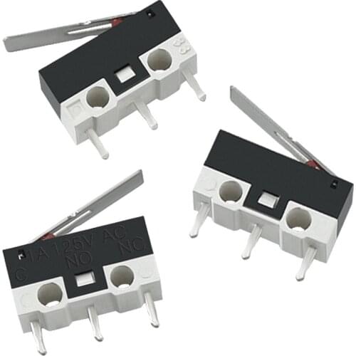10pcs Limit Microswitch With Three Straight Legs Mouse Side Key Momentary Micro Limit Switch 1A/125VAC For Makerbot MK7/ MK8
