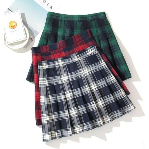 Korean Preppy Style Mini A-Line Skirt Women Pleated Skirts Japanese Kawaii Harajuku Summer High Waist Cute Students Plaid Skirt