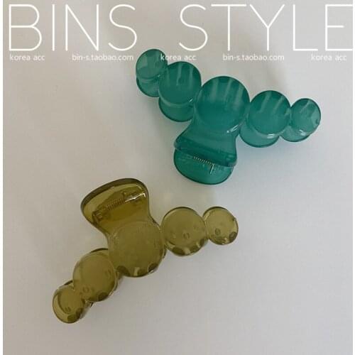 Korea Dongdaemun Hair Catch Ins Niche Refreshing Deep Mint Green Gradient Round Disc Hair Catch Shark Hairpin