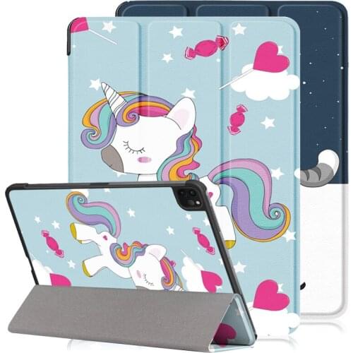 Leather Tablet Cover For iPad Pro 2021 Case 11" Cute Unicorn Cat Painted Smart Case For iPad Pro 11 2021 2020 Cover Coque Funda