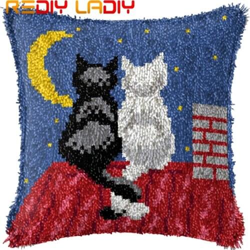 Latch Hook Cushion Cartoon Fish Pre-Printed Canvas Cushion Cover Acrylic Yarn Crochet Pillow Case Kits Hobby & Crafts Home Decor