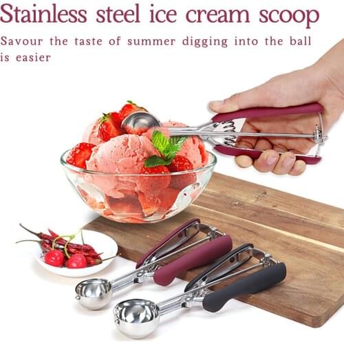 3 Size Stainless Steel Ice Cream Spoon Kitchen Tools Spring Handle Mash Potato Watermelon Ball Scoop Home Kitchen Accessories
