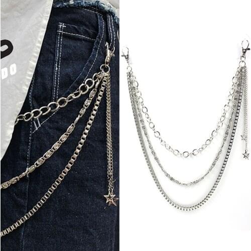 Fashion Punk Hip-hop Trendy leather Belts Waist Chain Male Pants Chain Hot Men women Jeans Silver Metal Clothing Accessories
