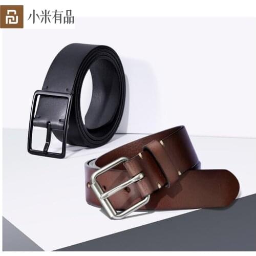 Youpin Qimian Men Belt Male Genuine Leather Strap Vegetable-tanned Belt For Men Fashion Seven Hole 38mm Metal Buckle Waist Belt