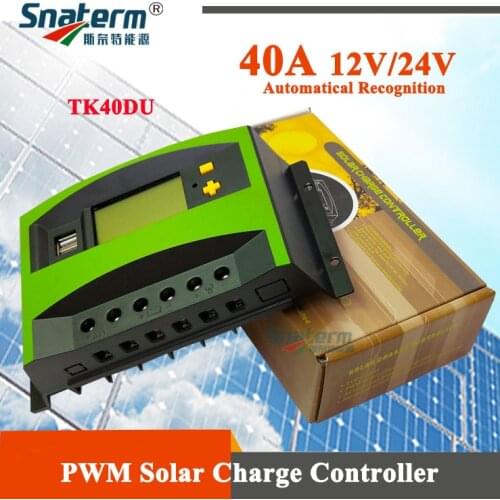 NEW 40A 12V 24V Auto Work LCD Solar PV Charger Controller Regulators double USB output 40A Solar PV Battery Charger Max.PV 50V