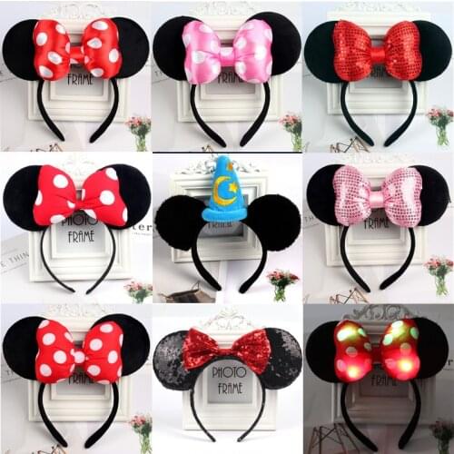 Disney cute performance party headband Minnie headband Mickey Mouse bow DY black ear headband Christmas hair accessories