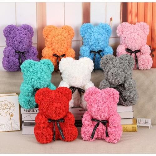 PE Foam Rose Teddy Bear Toys Artificial Flower Gift For Children Girlfriends Mother Wife Valentines Day Home Decoration