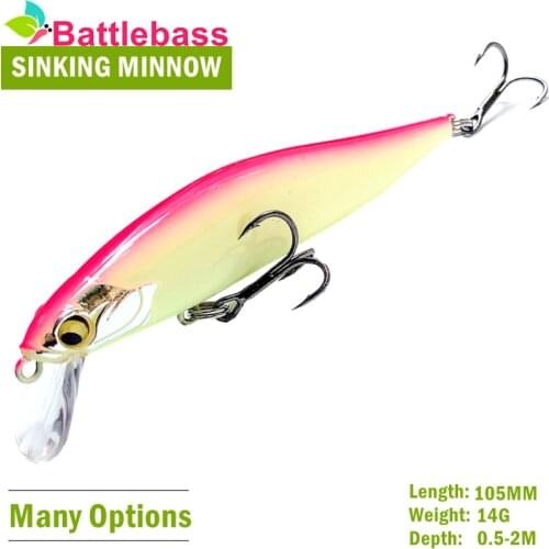 BATTLEBASS Fishing Lures 10.5cm/14g Hard Minnow bait Artificial 4 Colors Available Quality Professional Plastic Fishing Tackle