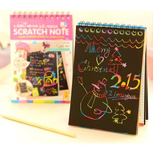 Scratch note Black cardboard Creative DIY draw sketch notes for kids toy notebook zakka material Escolar School Supplies A6626