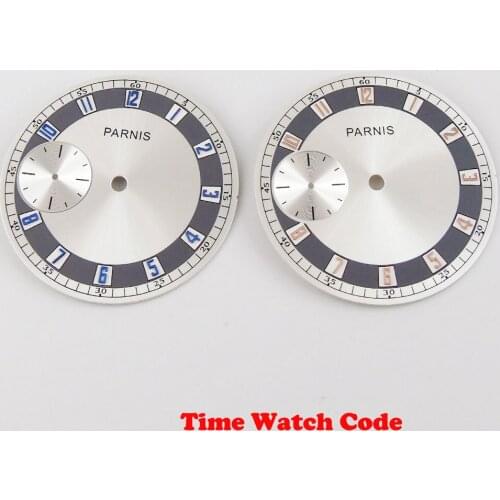 PARNIS 38.3mm Silver Watch Dia Fit for ETA 6497 ST 3600 Hand Winding Movement watch face secdonds dial watch parts