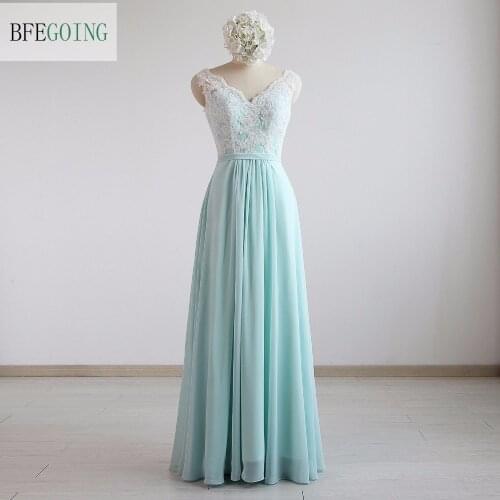 Chiffon Lace V-Neck Sleeveless Floor-Length A-Line Wedding Mother Of The Bride Dresses Custom Made