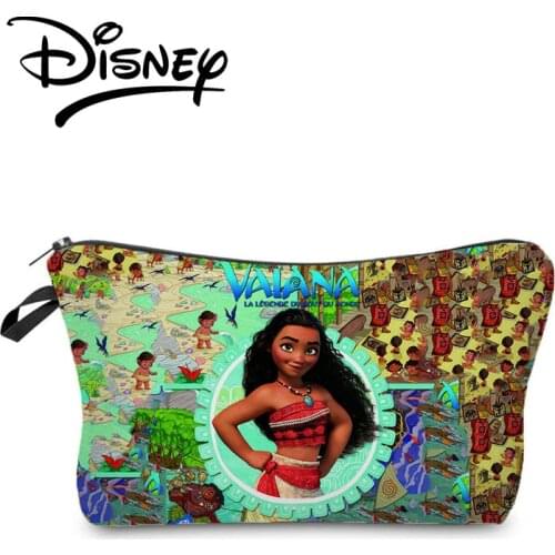 Disney Moana Makeup Bag Organizer Bag Portable Child Candy Bag High Quality Cartoon Black Person Girl Pouch Green Cosmetic Bag