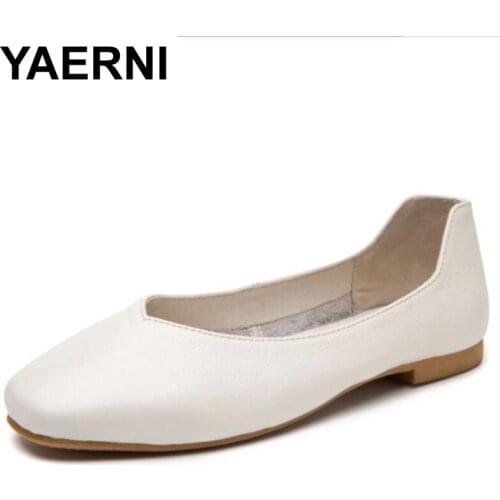 YAERNI New; casual shoes with a flat sole collection of 2019; spring-summer season comfortable light leather fashionable women