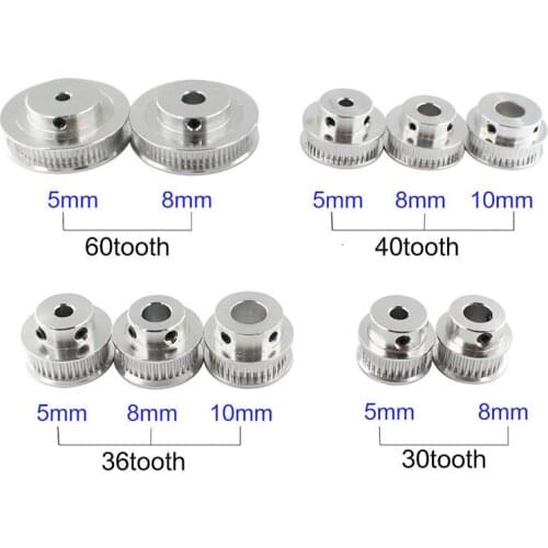 GT2 Timing Pulley Width 6mm 30 36 40 60 Tooth Wheel Bore 5mm 8mm Aluminum Gear Teeth 2GT 3D Printer Parts