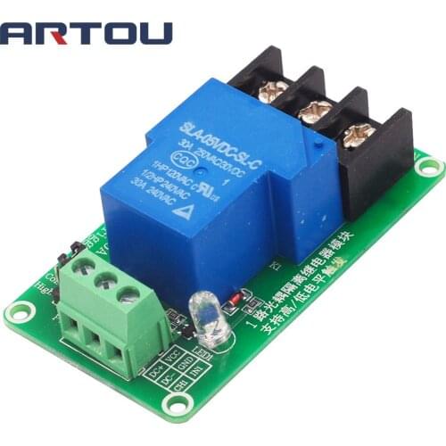 ONE 1 channel relay module 30A with optocoupler isolation 5V 12V 24V supports high and low level trigger