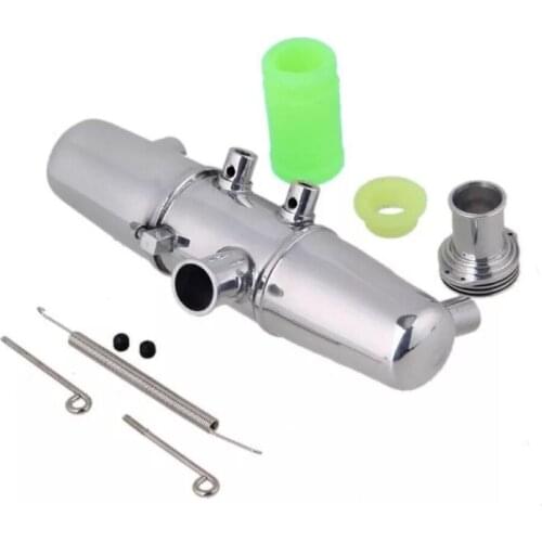 1 Set Aluminum Engine Exhaust Pipe & Spring for RC 1/8 Nitro HSP Model RC Car Buggy Truck