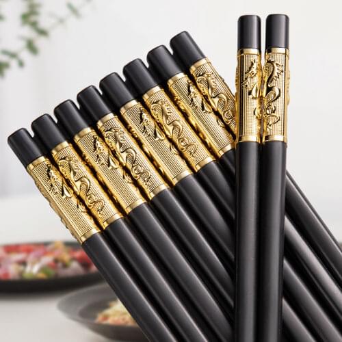 1 Pair Chinese style chopsticks tableware food stick alloy Catering utensils sushi sticks Non-slip Household Kitchen Utensils