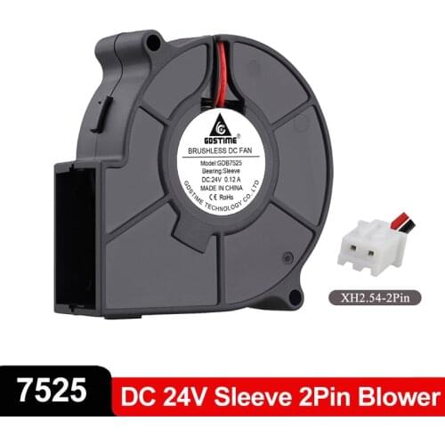 1Pcs Gdstime 7525 DC 24V 2Pin 75x75x25mm 75mm Brushless Turbo Centrifuge Cooling Exhaust Blower Fan Heatsink Radiator 3200RPM