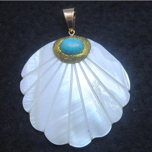 Gem stone + shell pendants unique pendants size 47x45mm nice for women pendants good for your selling wholesale price