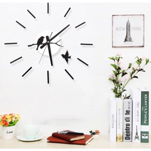 2019 New High Quality Bird 3D Wall Stickers Creative Fashion Living Room Clocks Large Wall Clock DIY Home Decoration Acrylic