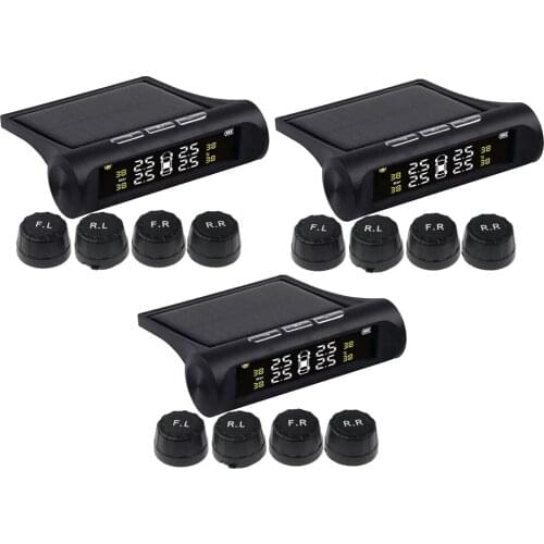 3x Car TPMS Tire Pressure Alarm Monitor System Solar Powered External Sensor