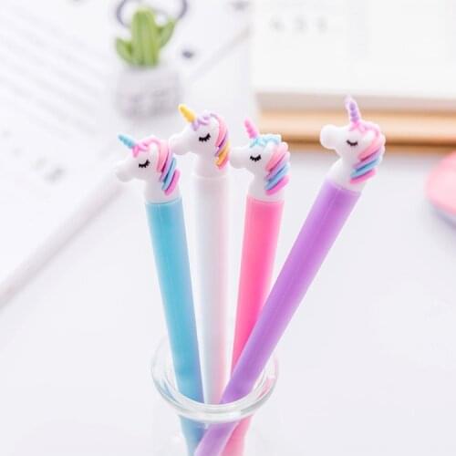 36 pcs/lot Rainbow Unicorn Gel Pen Cute 0.5 mm Black Ink neutral pen School Writing supplies Stationery gift escolar